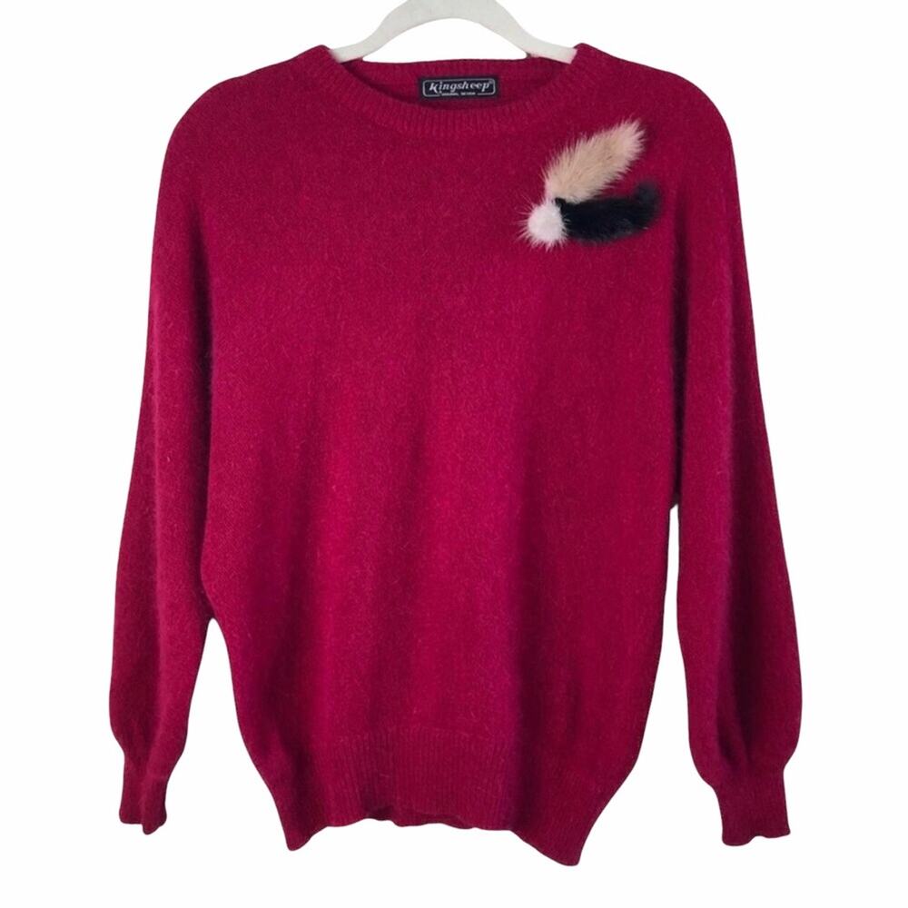 Vintage Red Mohair Dolmain Sleeve Sweater Top M